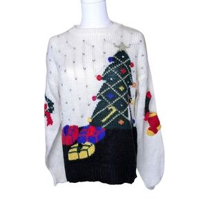 Vintage Christmas Tree Sweater Women's Size M Nostalgic‎ 80's Holiday Party